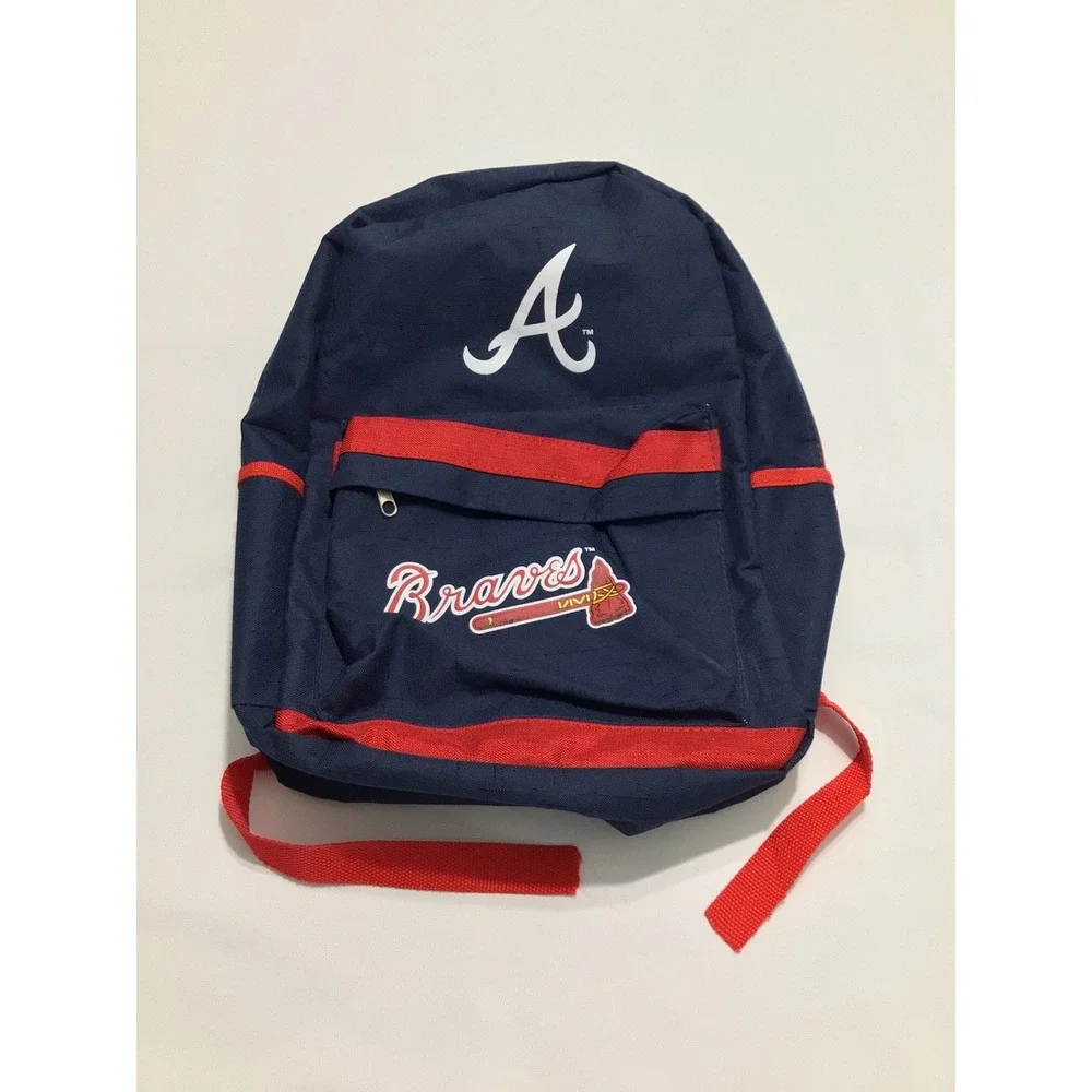 Atlanta Braves MLB Navy Blue Red Canvas Backpack School Travel Bag Tomahawk Logo